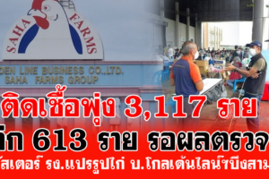 ติดทะลุ 3 พันราย! คลัสเตอร์ รง.แปรรูปไก่ บ.โกลเด้นไลน์ฯบึงสามพัน รอตรวจอีก 613 ราย ในวันนี้