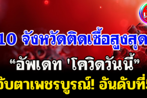 อัพเดท 'โควิดวันนี้' 10 จังหวัดติดเชื้อสูงสุด กทม.-ปริมณฑล 5,826 จับตาเพชรบูรณ์